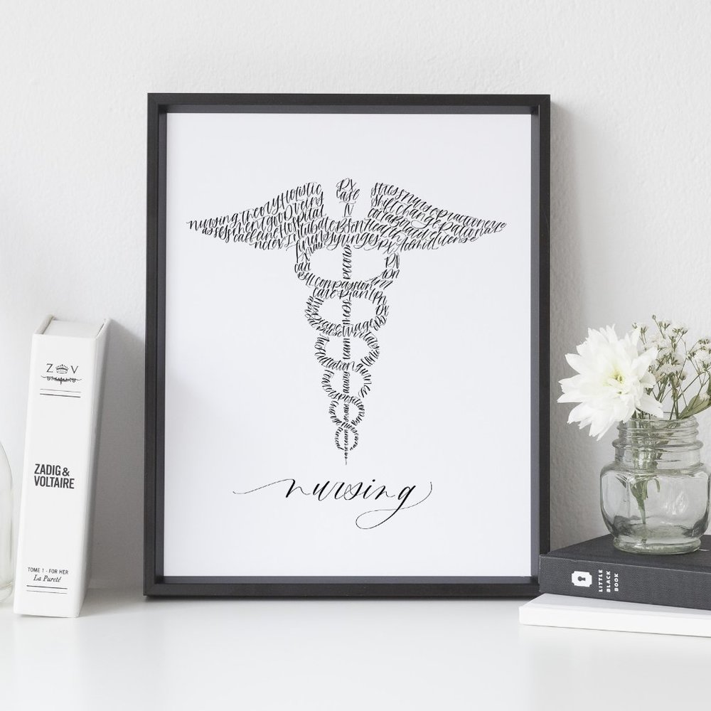 Nurse Caduceus RN LPN Word Art